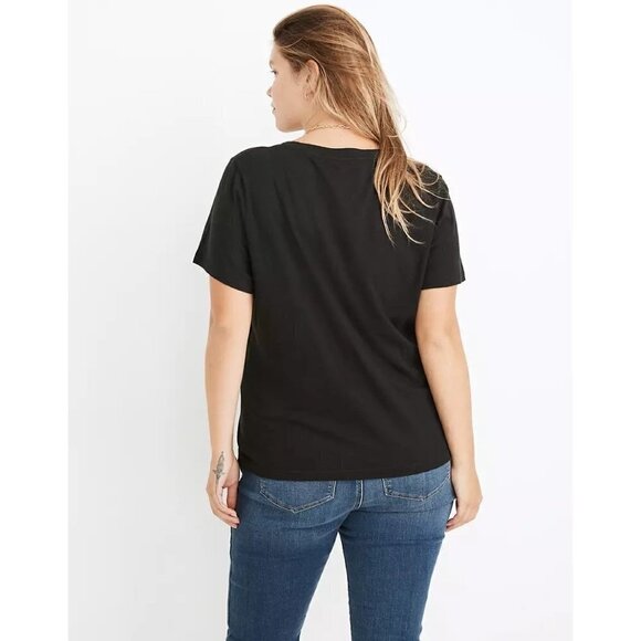 Madewell Whisper Cotton V-Neck Tee in Dark Baltic XSmall New as-is Womens tshirt - Picture 2 of 10